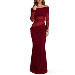 <span class=keywords><strong>Abito</strong></span> <span class=keywords><strong>Lungo</strong></span> Estivo Elegante Personalizzabile per Donna, Formale con <span class=keywords><strong>Maniche</strong></span> <span class=keywords><strong>Lunghe</strong></span> in <span class=keywords><strong>Chiffon</strong></span> Naturale, Senza Spalline - Product Image 1