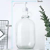 Bouteille distributrice de pompe en verre d'un demi-Gallon, grand pichet de 64 onces avec pompe pour le linge, détergent, savon, adoucisseur de tissu, jus de sirop