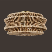 Suspension Wabi-Sabi en Corde de Chanvre Tressée Multi-Niveaux, Lampe de Salle à Manger pour Gîte, Salon de Thé, Hôtel, Chaîne Dorée Réglable, Style Zen