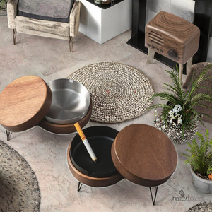 Creative Nordic Style Portable Wooden Round <b>Ashtray</b> with High Aesthetic Modern Design for Home Use - Product Image 3
