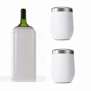 Resfriador de vinho de aço inoxidável, 12oz, isolado, copos de vinho, adequado para a maioria das garrafas de vinho 750ml