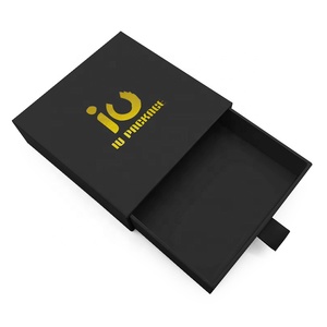 Custom Foil LOGO Luxury Clothing Apparel Black Sliding Drawer <b>Box</b> Cardboard Packaging - Product Image 1