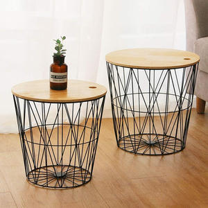 סל אחסון רשת תיל נגד חלודה סל אחסון חומר מתכת גדול עם מכסה במבוק למטבח חדר רחצה - Product Image 5