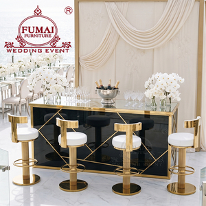 Muebles para Club Nocturno, Barra de Bar de Cócteles con Marco Metálico y PVC Negro - Product Image 1