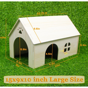 Casa de madera con ventana y techo Decoración de hábitats de cabaña de madera para conejito Chinchillas Conejos enanos - Product Image 3