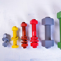 Pipe Flange PTFE Coated Threaded Rod B7 Alloy Steel Sizes M8 to M24 with 2 Hex Nuts Black Zinc Finish