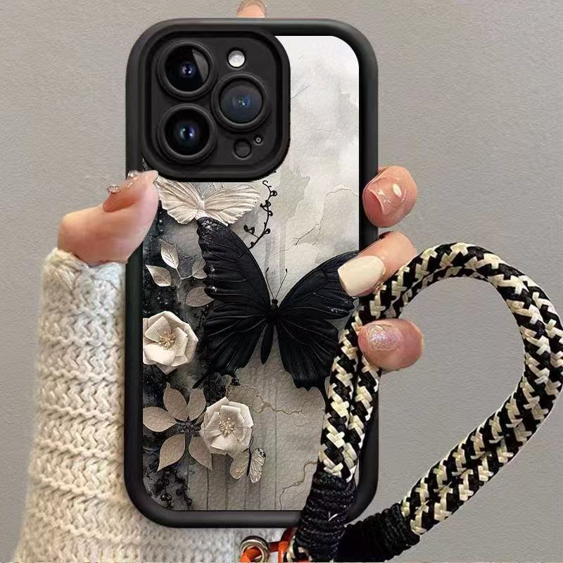 Black - Creative Butterfly Flower