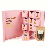 Caja de Té de Hierbas con Logotipo Personalizado, Caja de Té Suelto de Grado Alimenticio, Empaque Rígido con Cajón, Calendario de Adviento de Lujo de 12 Días, Caja de Té de Papel