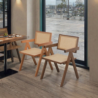 Fauteuil en rotin tressé en bois massif de style nordique rétro Royal Union-1012, chaise de salle à manger moderne pour chambre à coucher