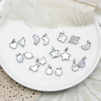 Liontin Fashion Berlapis Emas 18K dari Tembaga, Aksesoris Geometris dengan Inlay Kerang untuk Pembuatan Perhiasan DIY
