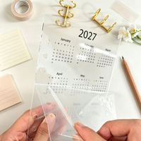 Séparateur de calendrier A5/A6 2027 en acrylique, 6 anneaux, pour classeur à feuilles mobiles, carnet de budget, planificateur, insert de rechargement transparent