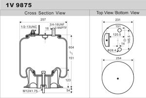 Suspensions de camion, ressort <span class=keywords><strong>pneumatique</strong></span> 1R12-432, ressort <span class=keywords><strong>à</strong></span> lobes roulants, ressort <span class=keywords><strong>pneumatique</strong></span> W01-358-9875 / W01-358-1191 - Product Image 3