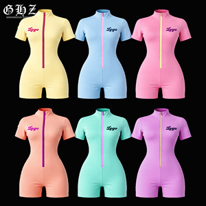 Body Basic Brand Dupe Custom LOGO One Piece <strong>Zip</strong> <strong>up</strong> Rompers Women Workout Gym Fitted Jumpsuits <strong>Playsuit</strong> Bodysuit for Women Romper - Product Image 1