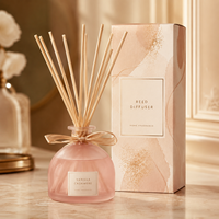 Diffuseur à bâtonnets en verre 100 ml pour marque privée, ensemble de luxe premium avec huile parfumée aux notes florales et agrumes, flacon personnalisé, bâtonnets et emballage, vente en gros