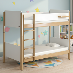 Lit superposé moderne en bois avec escalier, séparable, pour enfants et adolescents, idéal pour auberges de jeunesse, dortoirs scolaires et appartements. - Product Image 2