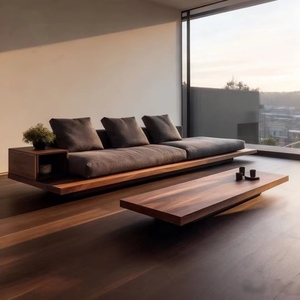 Nouveau canapé multifonction en bois massif de noyer noir d'Amérique du Nord de style Zen haut de gamme à trois places pour bureau, hôtel, maison d'hôtes, villa - Product Image 1