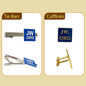 Set di Gemelli e Fermacravatta Personalizzati OEM JW.ORG con Logo Inciso e Versetto Biblico, Smalto Blu, Regali JW.ORG per Accessori Formali - Product Image 2