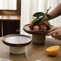 Precio al por mayor de platos de flores de acacia para mesas de boda, platos altos para frutas, expositores y soportes para postres del fabricante