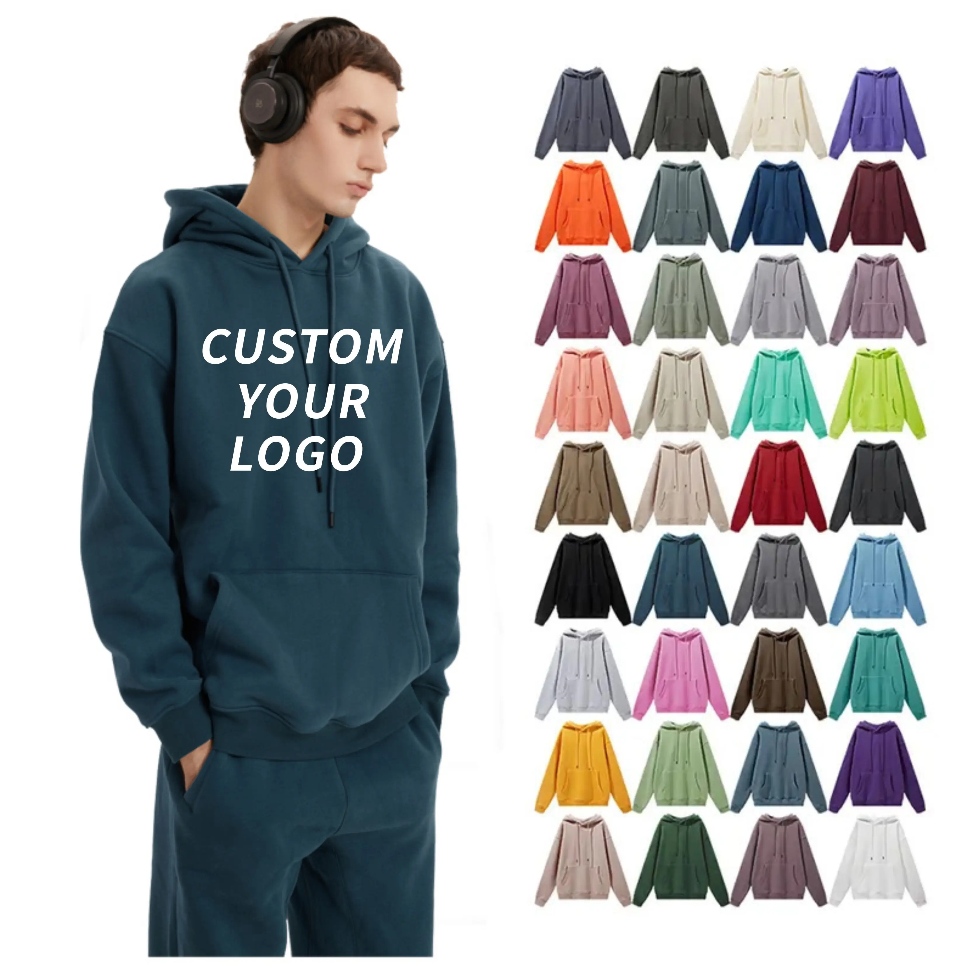 Herren Baumwolle g/m² leere schwere Hoodie dicke individuell bedruckte Logo Drop Shoulder Kaschmir Hoodie Herren Sweatshirt