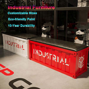 Chaise d'attente en fer forgé <span class=keywords><strong>de</strong></span> style industriel banc à langer avec rangement pour essayer des <span class=keywords><strong>chaussures</strong></span> pour le <span class=keywords><strong>salon</strong></span> - Product Image 3