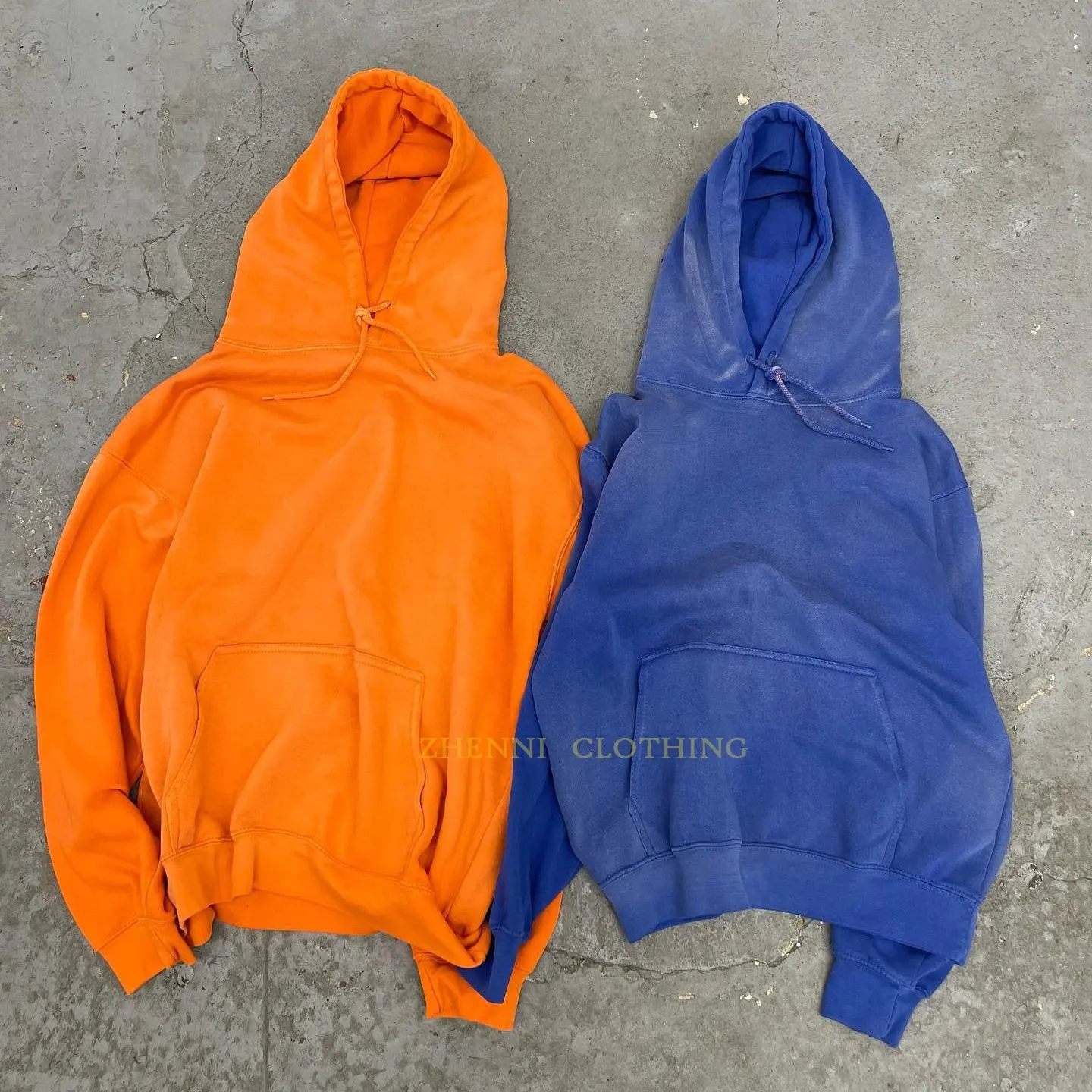 Sweat à capuche Streetwear personnalisé cordon polaire vierge fermeture éclair Vintage Double couche lavage à l'acide soleil délavé sweats à capuche en détresse pour hommes