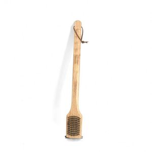 Brosse de nettoyage de grille en fil d'acier inoxydable personnalisée avec manche en bois, outil de barbecue droit en métal, vente chaude - Product Image 5