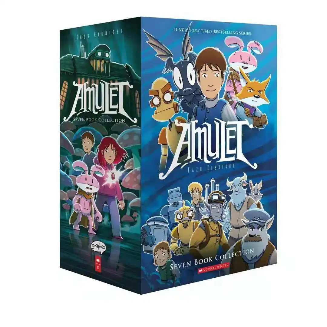 7 Books/Set Amulet Children's English Full color comic book Chapter Bridge Book Kids Gifts