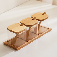Ensemble de Pots à Épices Mason Écologiques de 300 ml avec Plateau en Bambou, Pots à Condiments et Cuillères pour Sucre, Poivre, Fêtes et Cuisine