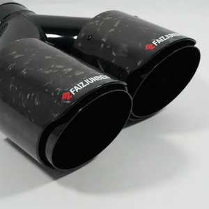 Embouts d'échappement de voiture double FAIZJUNBEN, finition brillante, fibre de carbone noire forgée, embout d'échappement de type Y, directement du fabricant - Product Image 4