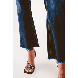 Jeans cropped a zampa d'elefante in lavaggio medio - Product Image 6
