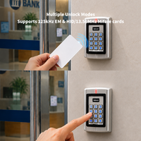 Clavier de contrôle d'accès métallique étanche 125 kHz EM HID 13,56 MHz Lecteur de cartes Mifare Wiegand 26-66 bits Double porte IP65 20 000 utilisateurs