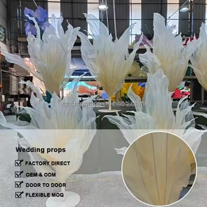 Decorazione per Eventi con Fiori Giganti in Organza Color Champagne, Centrotavola per Feste, Supporto per Fiori Decorativo - Product Image 3