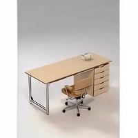 Bureau de direction commercial moderne et éco-responsable en contreplaqué de bouleau de style américain avec tiroirs et profilés en aluminium