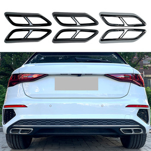 Audi A3 8Y S Line Sportback Sedan 2021+ Exhaust Tip Frame Decal Bumper ABS Adhesive Car Sticker Piano Black Carbon Fiber Texture - Product Image 1