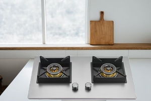 Kompor <span class=keywords><strong>Gas</strong></span> Dua Tungku Mudah Dibersihkan, Peralatan Dapur Terintegrasi - Product Image 3