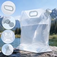 Sac de stockage d'eau pliable en PE sans BPA de 3L, 5L, 10L avec valve, conteneur d'eau portable pliable avec poignée et bouchon d'étanchéité pour le camping en plein air