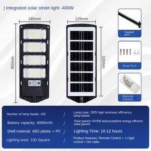 ไฟถนนโซลาร์เซลล์ LED ได้รับการรับรองมาตรฐาน CE พร้อมรีโมทคอนโทรล 4100K/6000K ตัวเรือนอะลูมิเนียมอัลลอยด์ แผงโซลาร์เซลล์แบบโมโนไซริคอน ติดตั้งบนผนัง รับประกัน 10 ปี - Product Image 4
