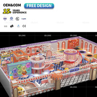Aire de jeux intérieure commerciale sur le thème des bonbons, labyrinthe multi-niveaux, parc de jeux intérieur pour enfants
