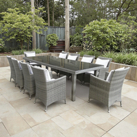 Ensemble de table à manger d'extérieur de style moderne en aluminium et rotin PE résistant aux intempéries et écologique pour jardin, hôtel, restaurant