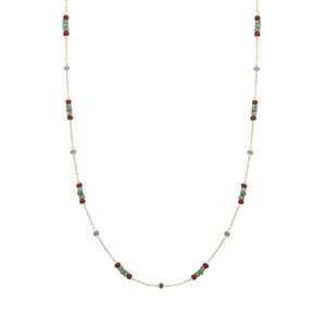 Collier élégant style bohème en acier inoxydable plaqué or 18 carats, 20 pouces, motif de billes délicat, design perlé superposé, motif griffe - Product Image 5
