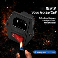 Módulo de Entrada de Energía IEC C14 con Interruptor Basculante LED Rojo, Portafusibles 10A 250V, Montaje en Panel, Retardante de Llama, CE RoHS
