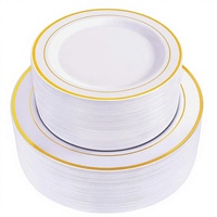 Assiettes jetables classiques en plastique doré, assiettes à dîner et à salade blanches et dorées pour fêtes, baby showers, mariages, vaisselle de Chine