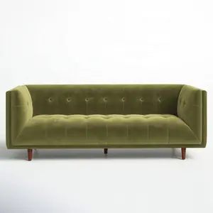 Современный футон тафтинговый диван с деревянными ножками бархатный мягкий диван Честерфилд диван для гостиной диваны