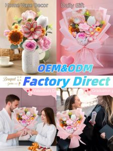 <span class=keywords><strong>ดอกไม้</strong></span>ถักโครเชต์แฮนด์เมดขนาดใหญ่ ช่อดอกทิวลิป กุหลาบ ของขวัญสำหรับผู้หญิง วันวาเลนไทน์/วันครบรอบ/วันเกิด/วันแม่ - Product Image 3