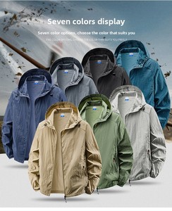 Veste à capuche ample et légère en soie glacée 100 % nylon <span class=keywords><strong>anti</strong></span>-<span class=keywords><strong>UV</strong></span> pour <span class=keywords><strong>homme</strong></span>, couleur unie, grande taille, idéale pour l'extérieur - En stock - Product Image 6