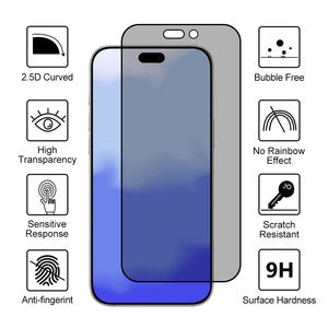 Protector de Pantalla de Vidrio Templado con Impresión de Seda 2.5D para iPhone 17 Pro, 16e, 15, 14 Plus, 13, 12, Anti-Espía - Product Image 3