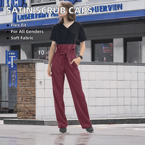 Có Thể Điều Chỉnh Đàn Hồi Băng Tie Trở Lại Phẫu Thuật Mũ Satin Lót Chà Mũ Với Nút Và Sweatband Đáy Đồng Phục Loại - Product Image 2