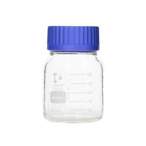 Bouteille à bouchon à vis enduit de sécurité Sibata 500 ml pour usage en laboratoire avec bouchon bleu - Product Image 1