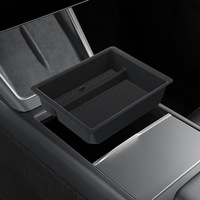 Boîte de rangement de console centrale de style original en tissu floqué noir de haute qualité pour Tesla Nouveau Modèle 3/Y/YL 2025