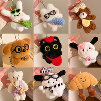 Porte-clés en peluche animaux de dessin animé 10 cm, breloques pour sacs cadeaux, accessoires, porte-clés anime, jouets en peluche mignons et doux, pendentifs en peluche